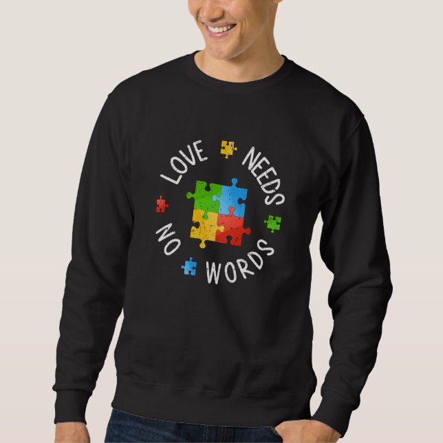 Sudadera Autism Awareness Month Love Need No Words Puzzle M (Anverso)