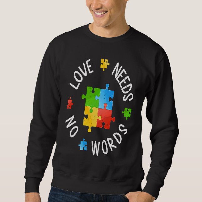 Sudadera Autism Awareness Month Love Need No Words Puzzle M (Anverso)