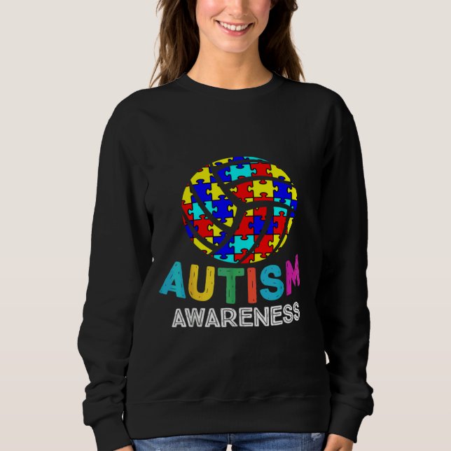 Sudadera Autism Awareness Month Volleyball Sports Ribbon Wo (Anverso)