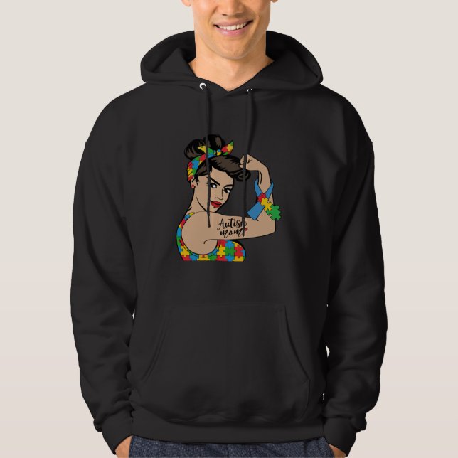 Sudadera Autism Awareness Mother Mom Autistic Strong Woman  (Anverso)