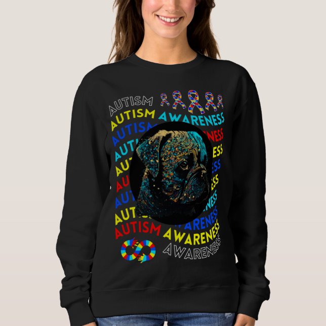 Sudadera Autism Awareness Pug For Teacher Autism Moms Dad G (Anverso)