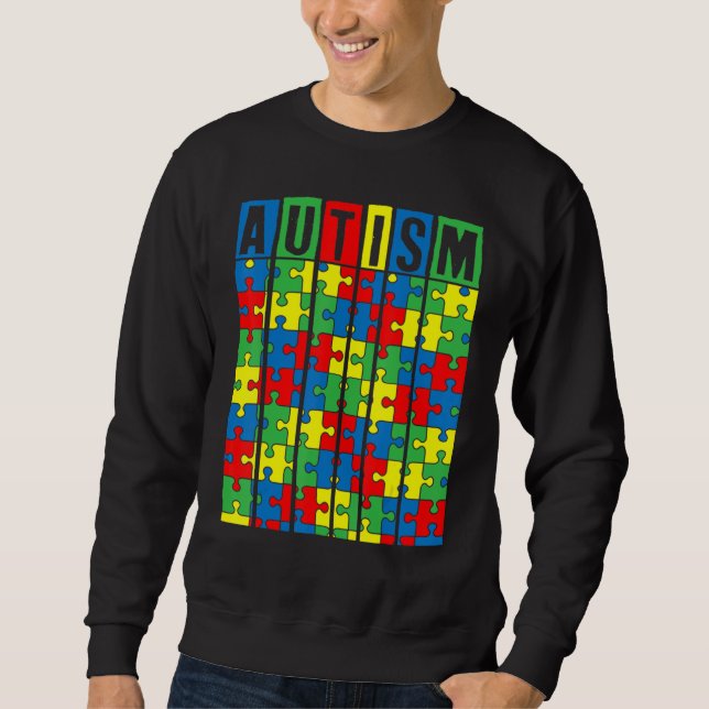 Sudadera Autism Awareness Puzzle Piece Autistic Boys Girls  (Anverso)