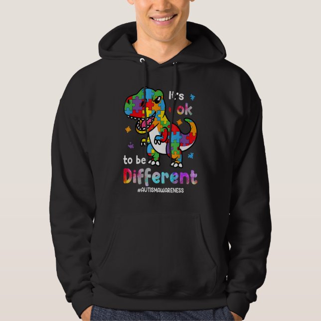 Sudadera Autism Awareness Rex It s Ok To Be Different Puzzl (Anverso)