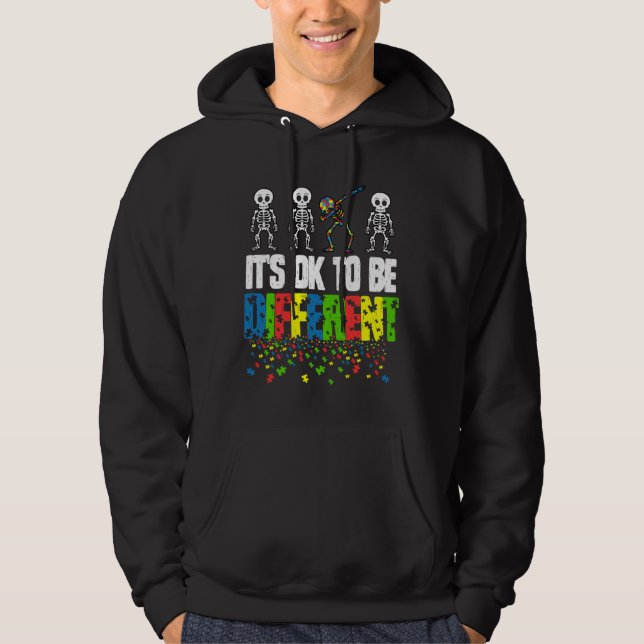 Sudadera Autism Awareness Skeleton It X27 S Ok To Be Differ (Anverso)