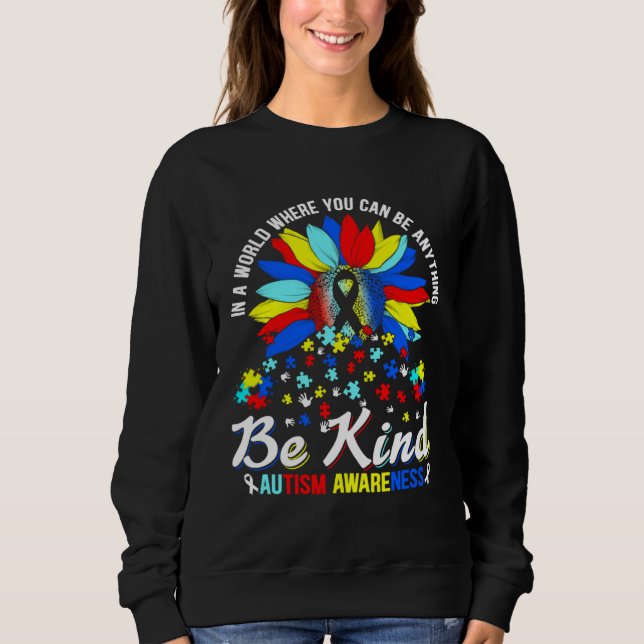 Sudadera Autism Awareness Sunflower Be Kind Love Autism Awa (Anverso)