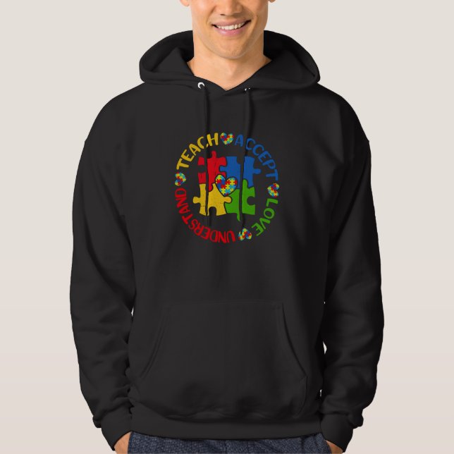 Sudadera Autism Awareness Teacher  Teach Accept Understand  (Anverso)