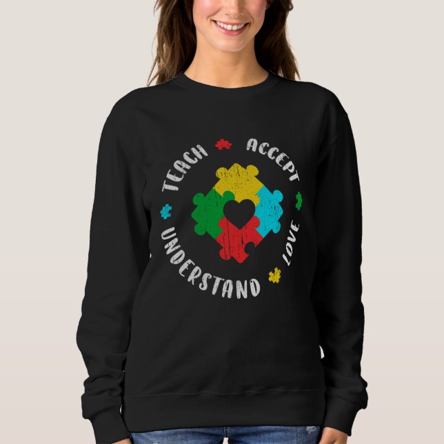 Sudadera Autism Awareness Teacher Teach Accept Understand L (Anverso)