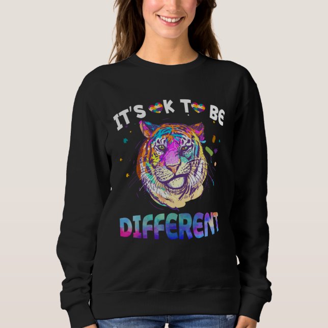Sudadera Autism Awareness  Tie Dye Smirking Tiger Watercolo (Anverso)