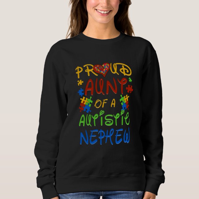 Sudadera Autism Awareness Wear Proud Aunt Of Nephew Men Wom (Anverso)