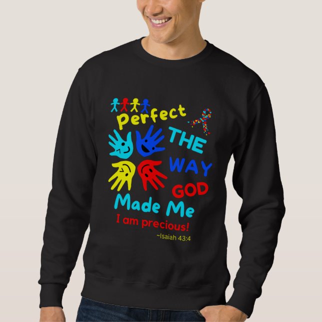 Sudadera Autism Bible Isaiah Perfect God Made Me Unmasking  (Anverso)