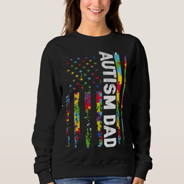 Sudadera Autism Dad Awareness American Flag USA Support Aut (Anverso)