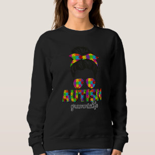 Sudadera Autism Grammie Messy Bun Puzzle Gafas De Sol Mothe