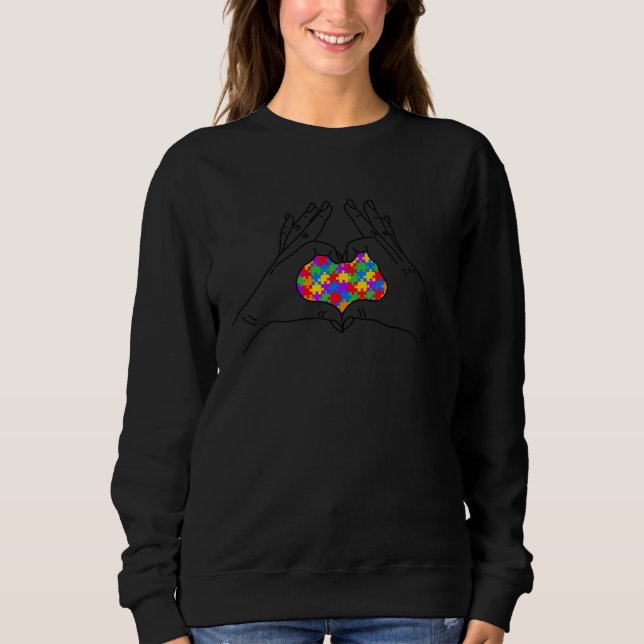 Sudadera autism hands heart valentine s day autism awarenes (Anverso)