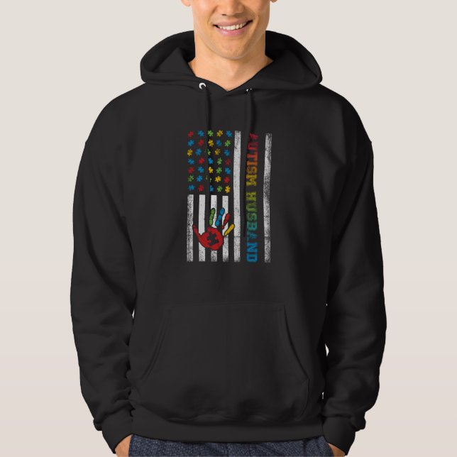 Sudadera Autism Husband American Flag Autism Awareness (Anverso)