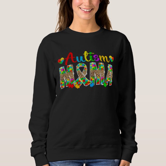 Sudadera Autism Mama Leopard Autism Awareness Month Autism  (Anverso)