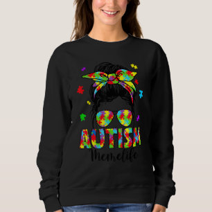 Sudadera Autism Meme Messy Bun Puzzle Gafas De Sol Motheru2