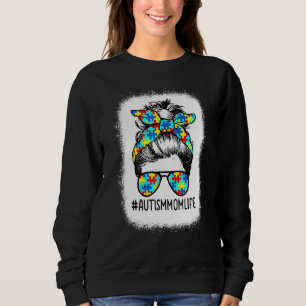 Sudadera Autism Mom Life Messy Bun Gafas de sol Bandana Mot