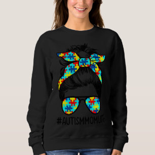 Sudadera Autism Mom Life Messy Bun Gafas de sol Bandana Mot