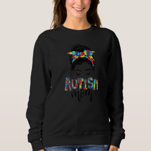 Sudadera Autism Mom Life Messy Bun Gafas de sol Bandana Mot