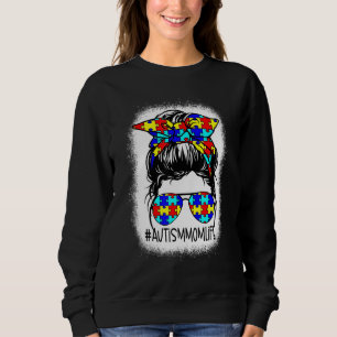 Sudadera Autism Mom Life Messy Bun Gafas de sol Bandana Mot