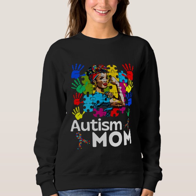 Sudadera Autism Mom Navigating Autism Afro Mother Black Wom (Anverso)