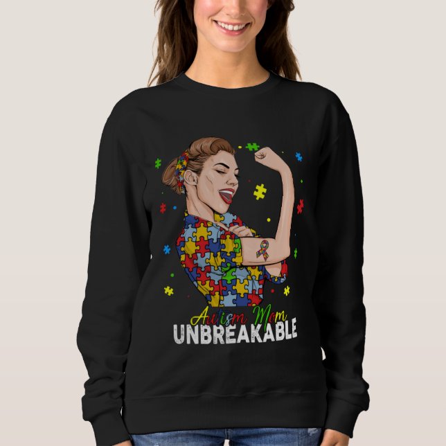 Sudadera Autism Mom Unbreakable  Puzzle Autism Awareness Mo (Anverso)