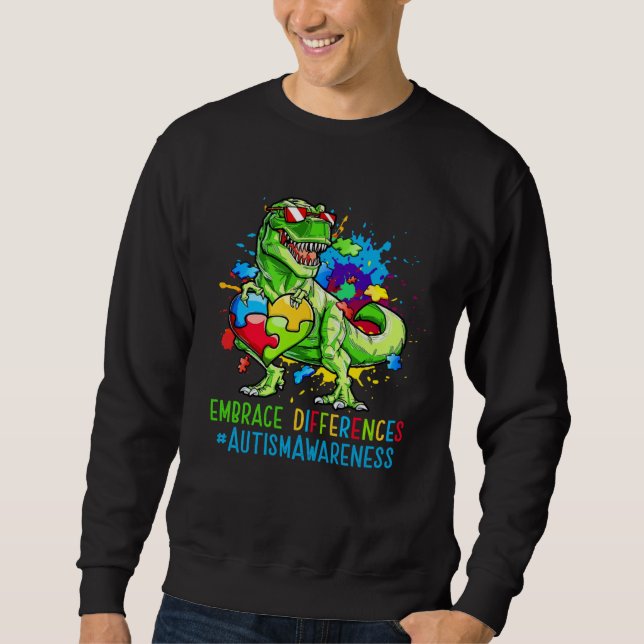 Sudadera Autism Month Dinosaurs Autism Rex Kids Cute Puzzle (Anverso)