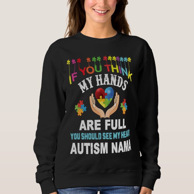 Sudadera Autism Nama Autism Awareness Love Heart Puzzle Pie (Anverso)