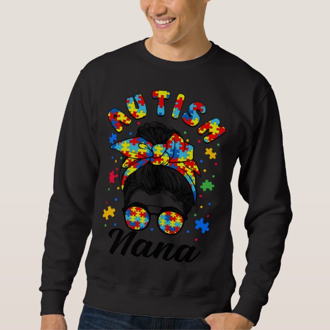 Sudadera Autism Nana Autism Awareness Family Matching Messy (Anverso)