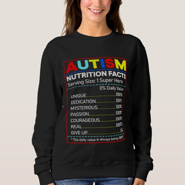 Sudadera Autism Nutrition Facts Toddler Autism Awareness Mo (Anverso)