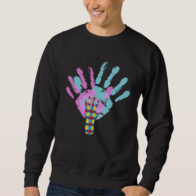 Sudadera Autism Parents Awareness Handprint For Mom and Dad (Anverso)