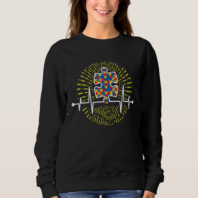 Sudadera Autism Puzzle Heartbeat   Autism Awareness (Anverso)