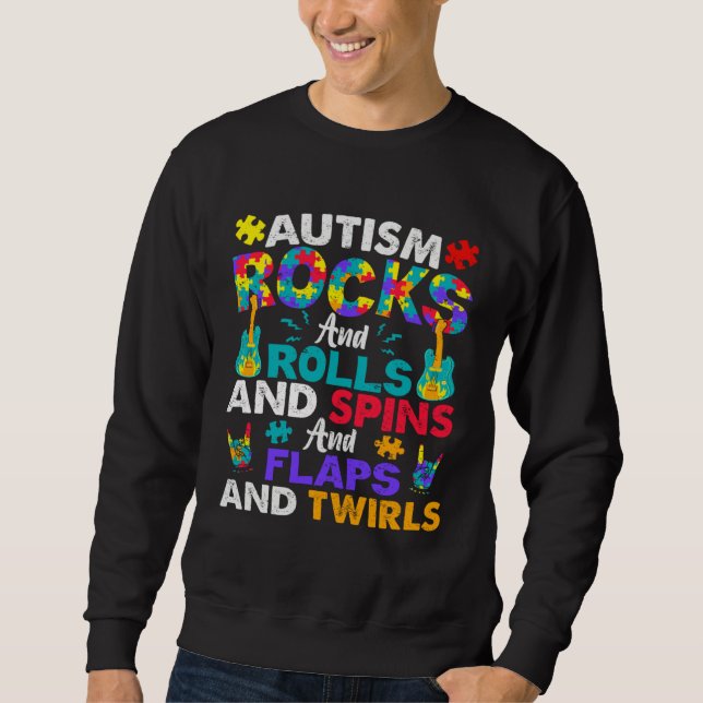 Sudadera Autism Rocks And Rolls  Autism Awareness Month (Anverso)