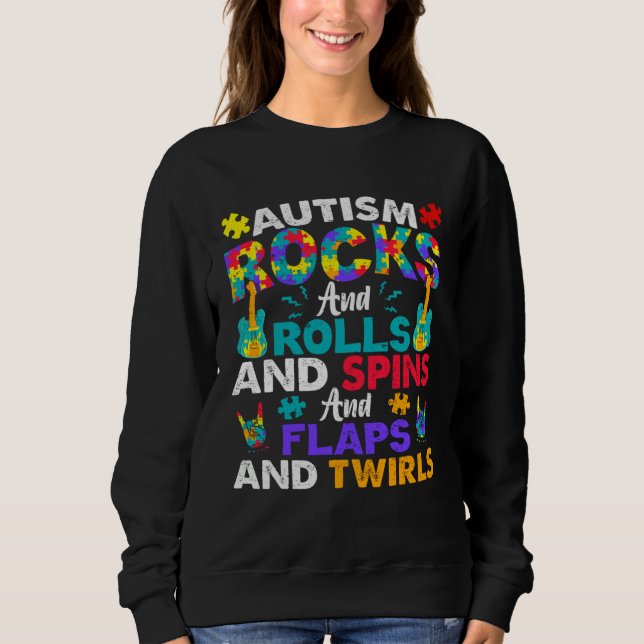 Sudadera Autism Rocks And Rolls  Autism Awareness Month (Anverso)