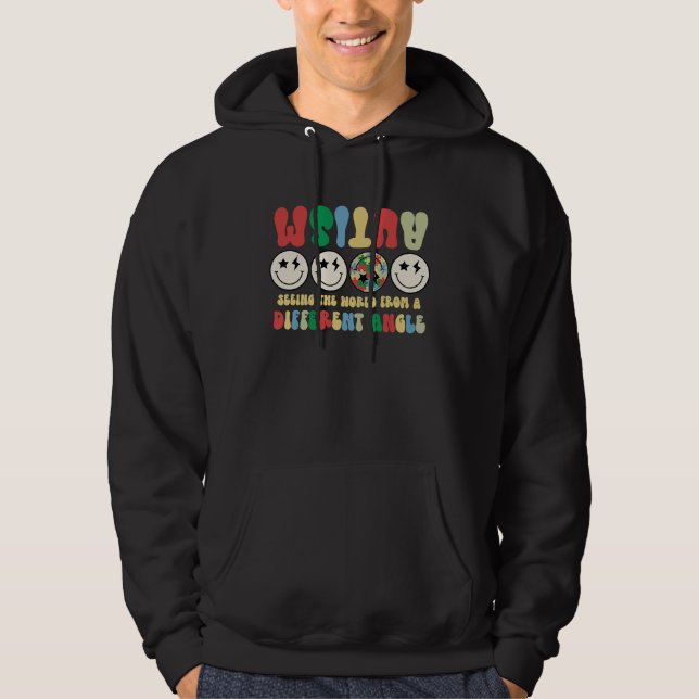 Sudadera Autism Seeing The World Differently Groovy Smile F (Anverso)