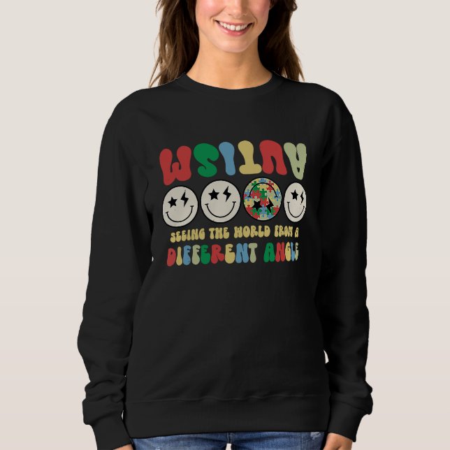 Sudadera Autism Seeing The World Differently Groovy Smile F (Anverso)