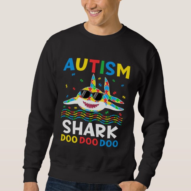 Sudadera Autism Shark Puzzle Awareness Day Cute For Boys Gi (Anverso)
