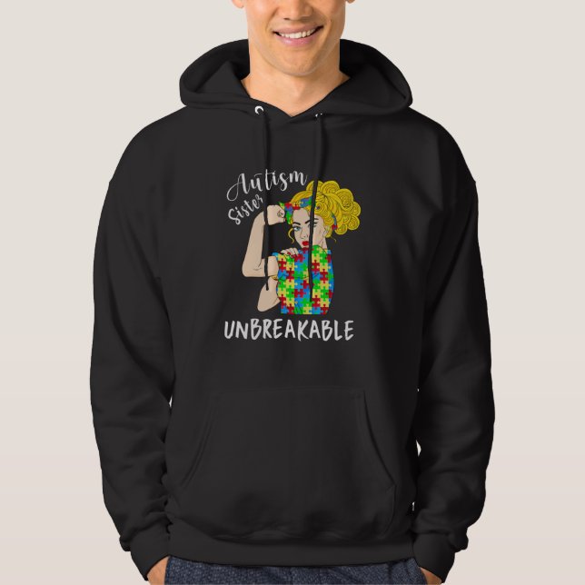 Sudadera Autism Sister Unbreakable Woman Strong Accept Unde (Anverso)