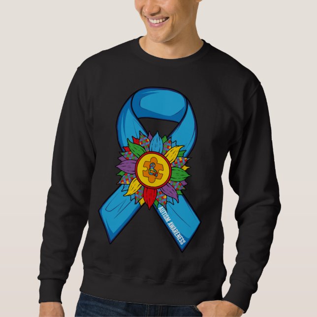 Sudadera Autism Sunflower Blue Ribbon In April We Wear Blue (Anverso)
