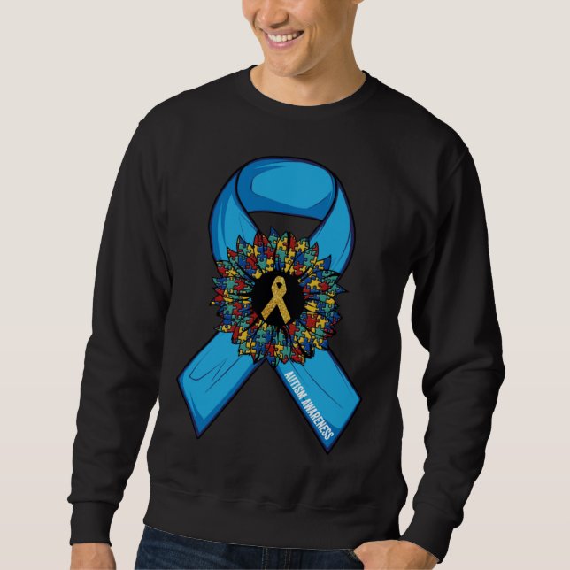Sudadera Autism Sunflower Blue Ribbon In April We Wear Blue (Anverso)