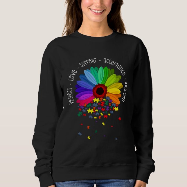 Sudadera Autism Sunflower Respect Love Support Autism Aware (Anverso)