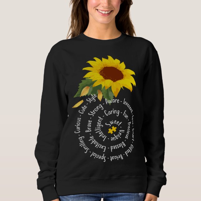Sudadera Autism Things Sunflower Autism Awareness Women Gir (Anverso)