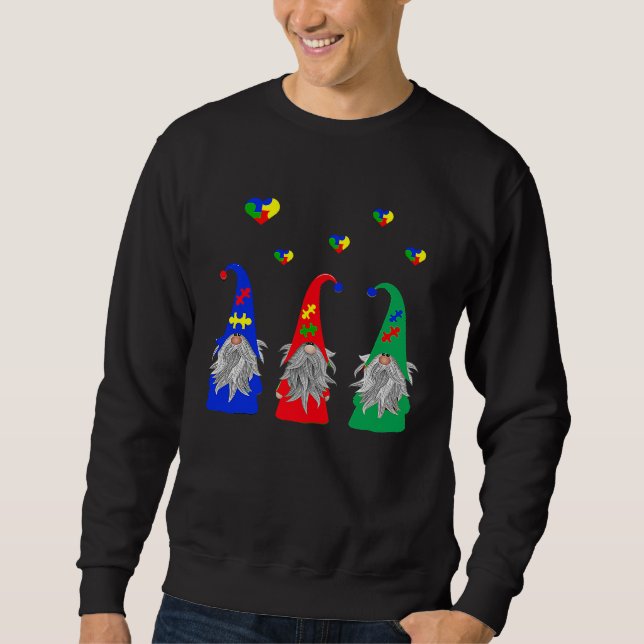 Sudadera Autism Valentine Gnomes Graphic Valentines Day (Anverso)