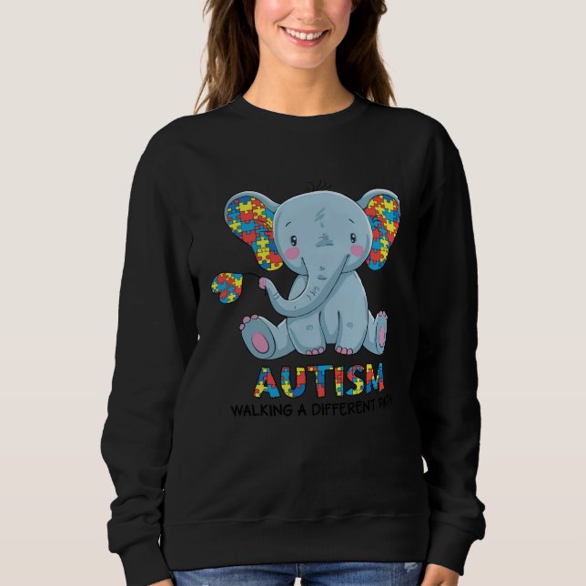 Sudadera Autism Walking A Different Path Elephant Autism Aw (Anverso)
