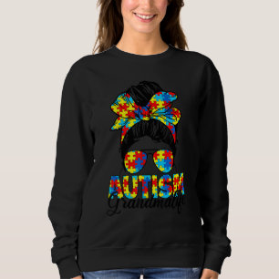 Sudadera Autismo Abuela Messy Bun Gafas de sol Bandana Auti