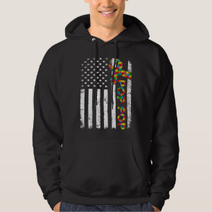 Sudadera Autismo angustiado Pop-American Flag Family Mat