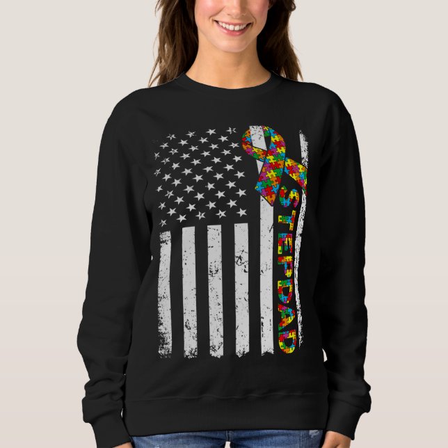 Sudadera Autismo angustiado Stepdad American Flag Family Ma (Anverso)