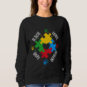 Sudadera Autismo Conciencia Amor Enseñar Esperanza