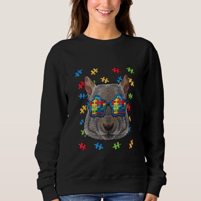 Sudadera Autismo Conciencia ardilla Rompecabezas Gafas de s (Anverso)