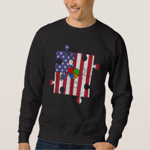Sudadera Autismo Conciencia Bandera Americana Amor Rompecab